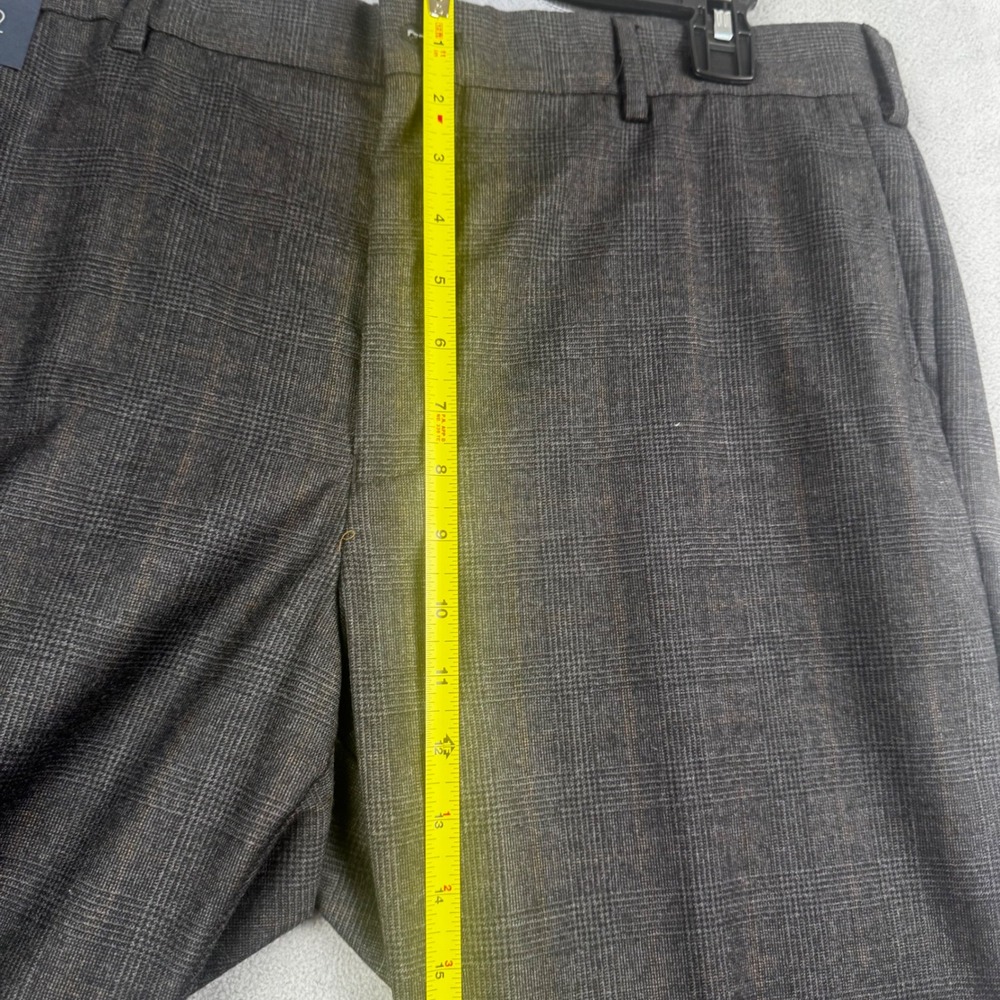 Hart Schaffner Marx Mens 36x32 Straight Flat Front Glen Plaid Dress Pants Grey - Picture 5 of 9